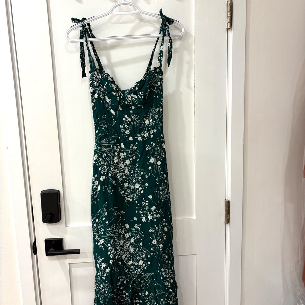 Reformation Green Floral Midi Dress